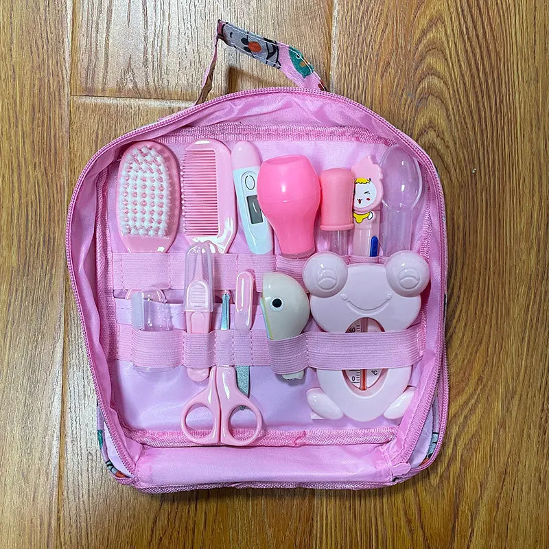 Baby Care Bag Set Baby Nose Suction Device Nail Clipper Thermometer 13 Piece Set Daily Cleaning and Care Kit Healthcare Kits