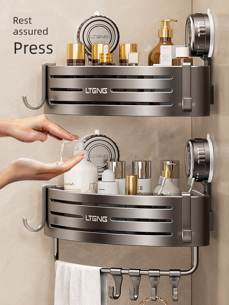 Punch-Free Bathroom Rack Bathroom Suction Cup Triangle Basket Wall Mount Bathroom Sink Corner Storage Rack