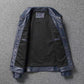 2023 New Leather Jacket Men's Single-Breasted Denim Blue Retro Old Motorcycle Leather Jacket Slim-Fit Lapel Coat