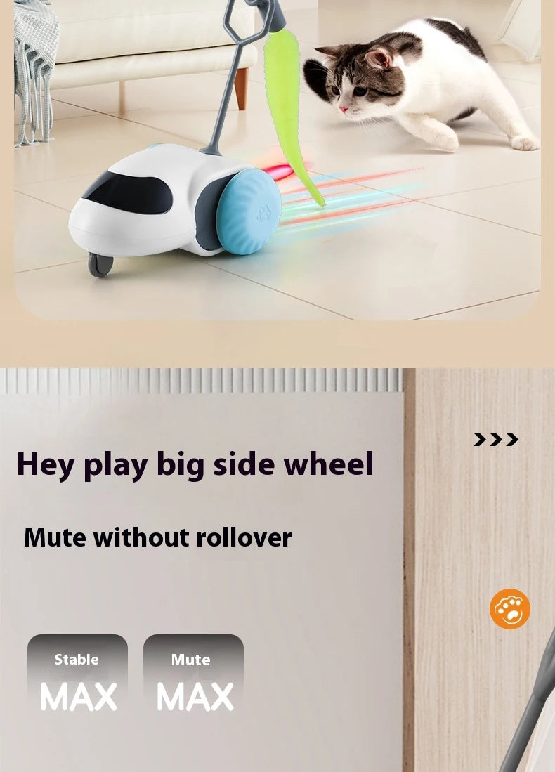 Smart Interactive Cat Toy Car Auto-Running Pet Vehicle with Obstacle Detection Durable for Indoor Cats Play
