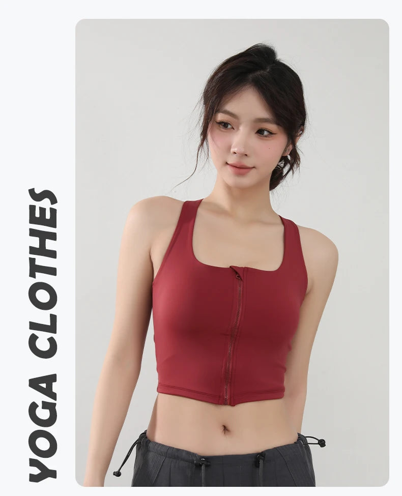 Women Fitness Underwear Yoga Bras cross Back Beauty Sports Bras Front Zippe Top Bra Sexy Breathable Underwear For Women Gym Top