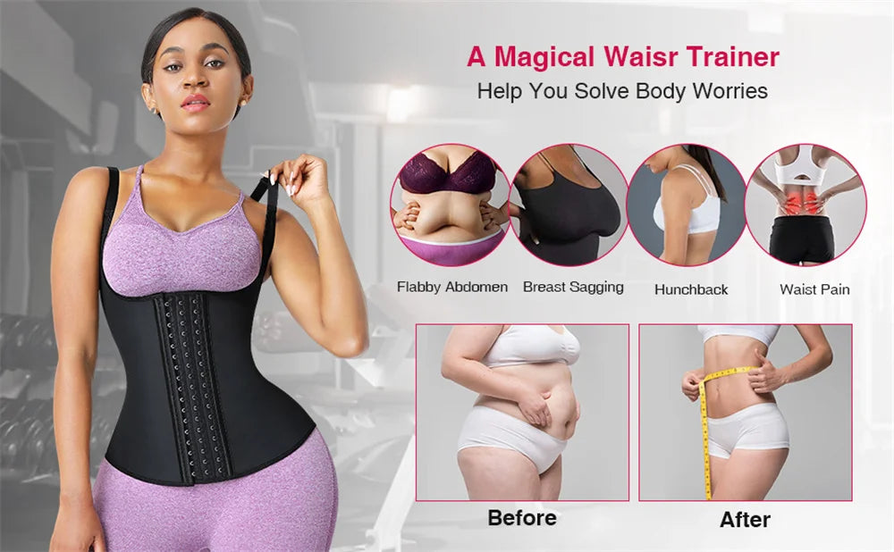 Women Shapewear Underbust Corset Body Shaper Latex Waist Trainer Steel Boned Corset Vest Waist Trainer Girdle Sport Workout