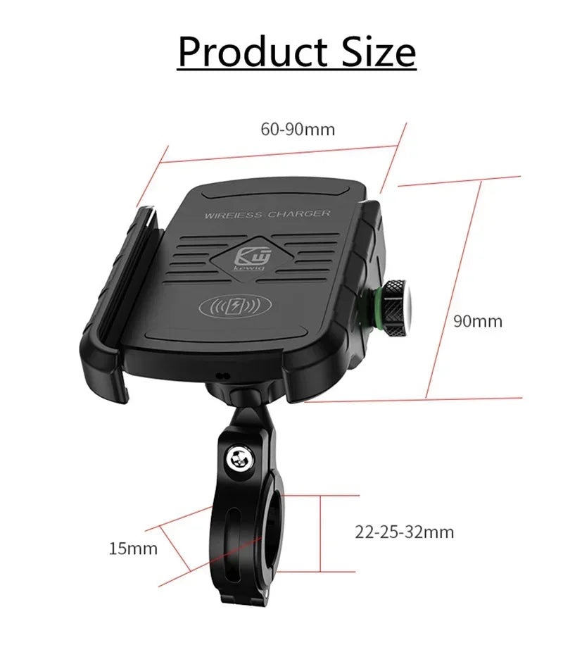 Motorcycle Phone Holder Moto Motorbike Mirror Mobile Handlebar Stand Support USB Charger Fast Wireless Charging Cellphone Mount