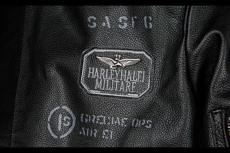 2025 New Spring Men's Genuine Leather Jacket Embroidery Bomber Cowhide Air Force Jacket Motorcycle Leather Coat A2 Biker Clothes