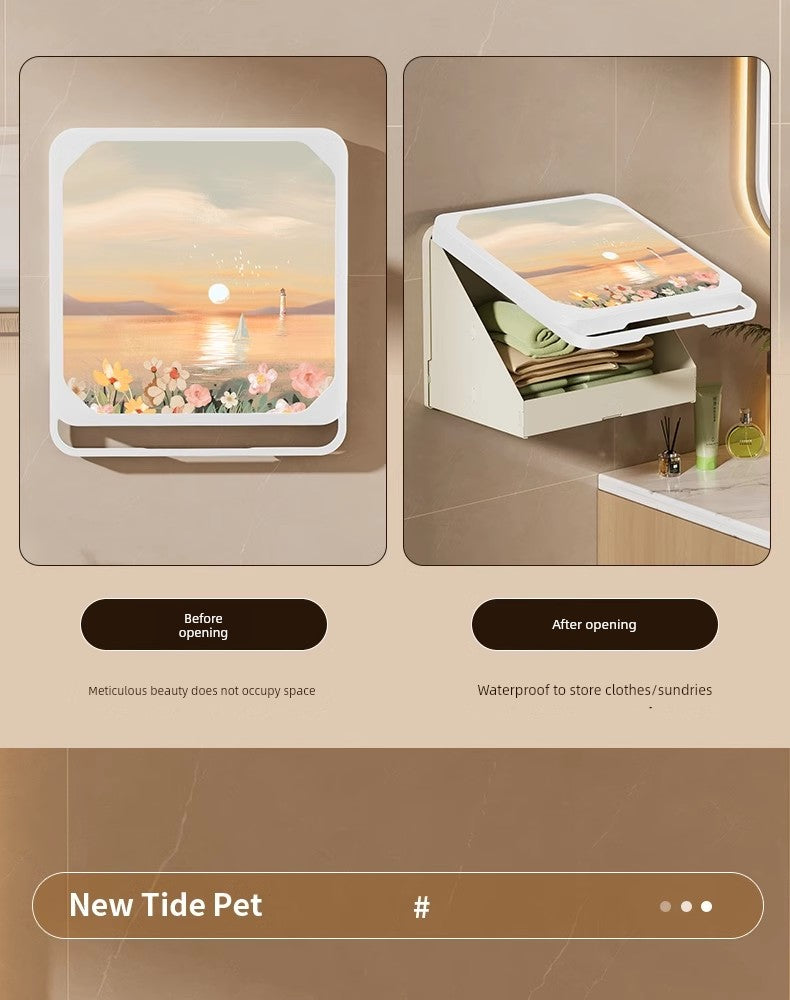 Mural Storage Box Clean Clothes Foldable Cabinet Bath