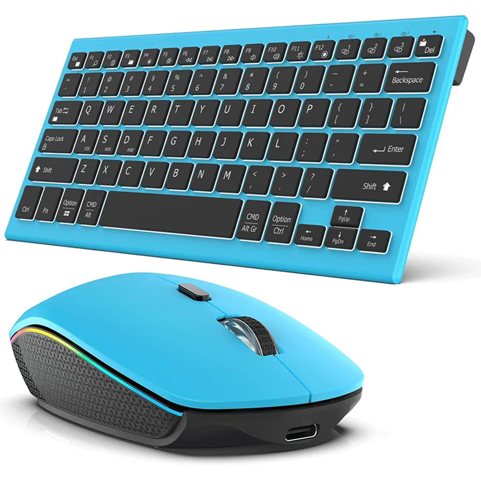 Wireless Keyboard Mouse, Ultra Slim Bluetooth 2.4G Slient Wireless Keyboard and Mouse Combo with Backlit, Multi-Device Keyboard