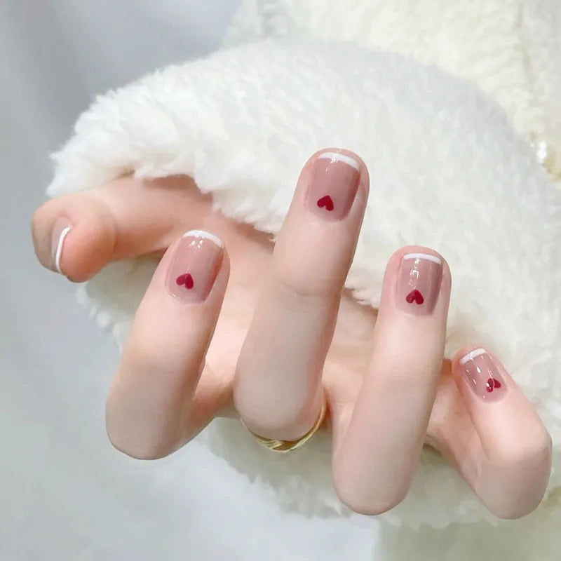 24Pcs Mid-length Ballet False Nails Cute Childlike Rainbow Press On Nails Iced Through Milk Tea Fake Nails Free Shipping Items