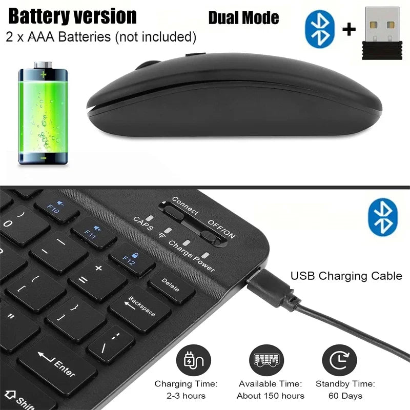 Bluetooth-compatible Keyboard and Mouse For iPad Xiaomi Tablet Mini Wireless Rechargeable Keyboard For Android IOS Windows