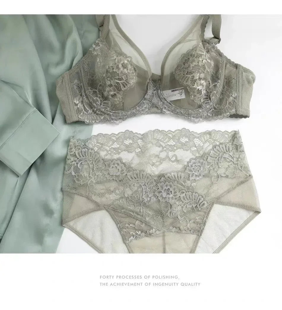 Pink Underwear for Women, Thin, Large Breasts, Small Breasts,, Anti-drooping, Ultra-thin Bra. Bra Set