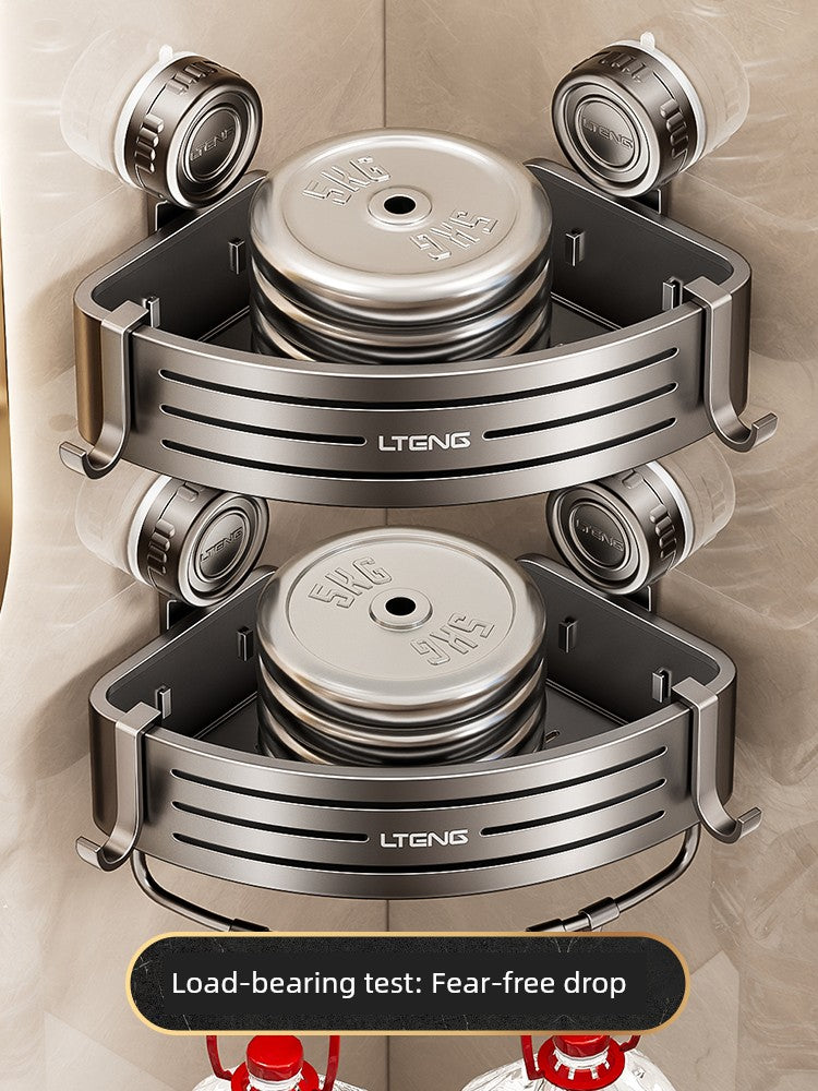 Punch-Free Bathroom Rack Bathroom Suction Cup Triangle Basket Wall Mount Bathroom Sink Corner Storage Rack