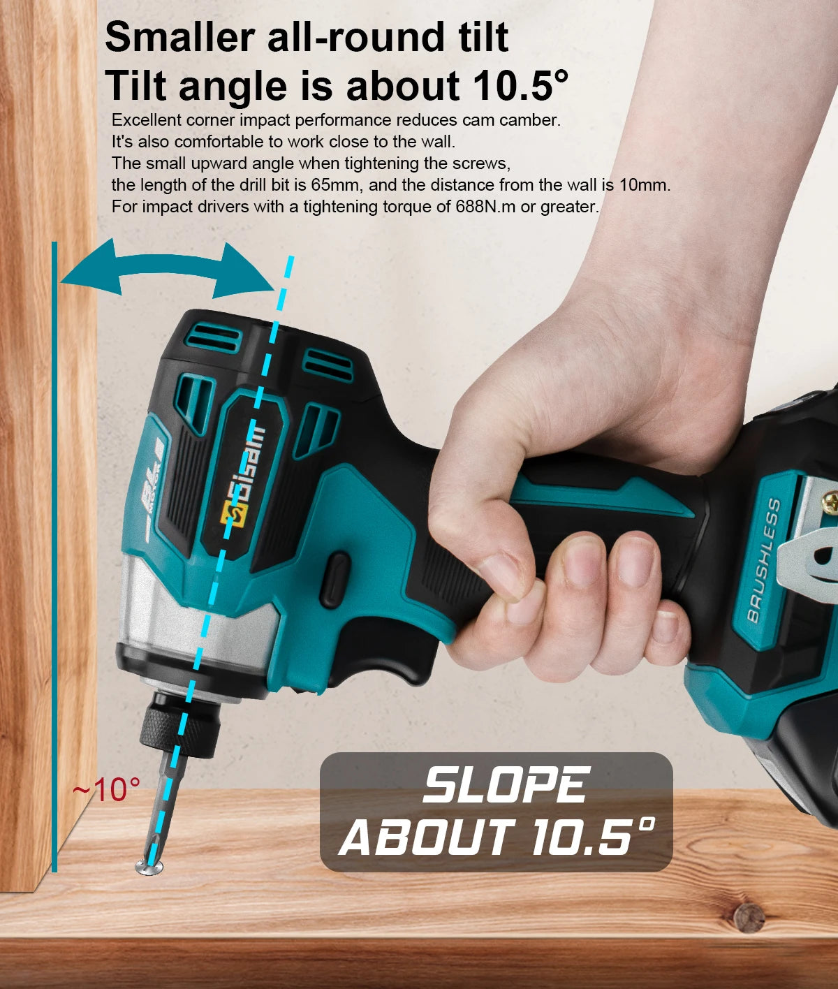 688N.m 8-Speed 1/4'' Brushless Electric Screwdriver Cordless Screwdriver Electric Drill Impact Driver Kit for Makita 18V Battery