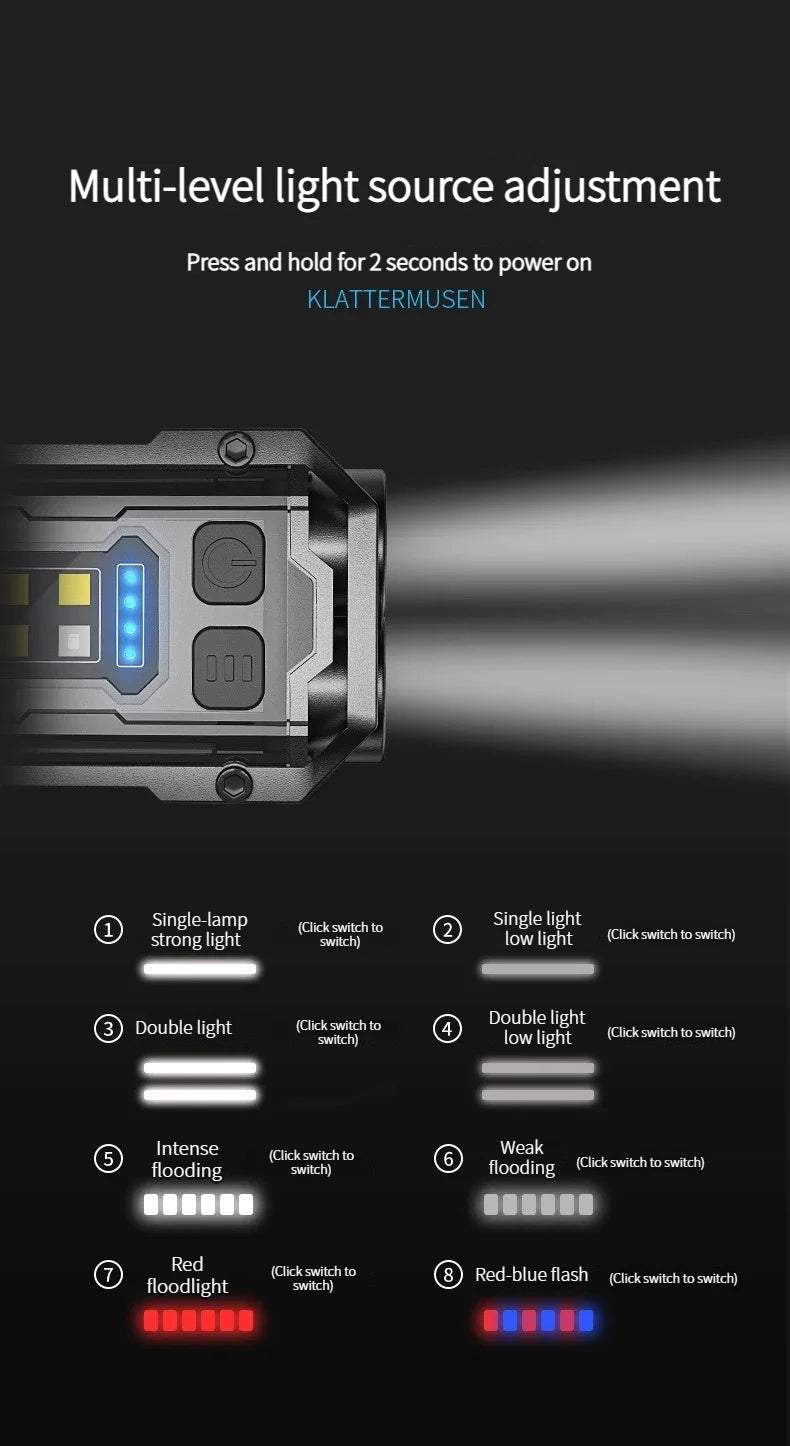 Rechargeable LED+COB Mini Multifunctional Flashlight Portable Outdoor Camping Emergency Keychain Light