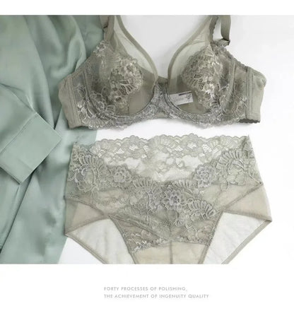 Pink Underwear for Women, Thin, Large Breasts, Small Breasts,, Anti-drooping, Ultra-thin Bra. Bra Set