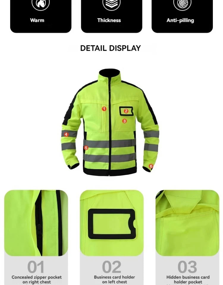 workwear mens jacket working cargo pants men High Visibility work suit with Reflective tapes