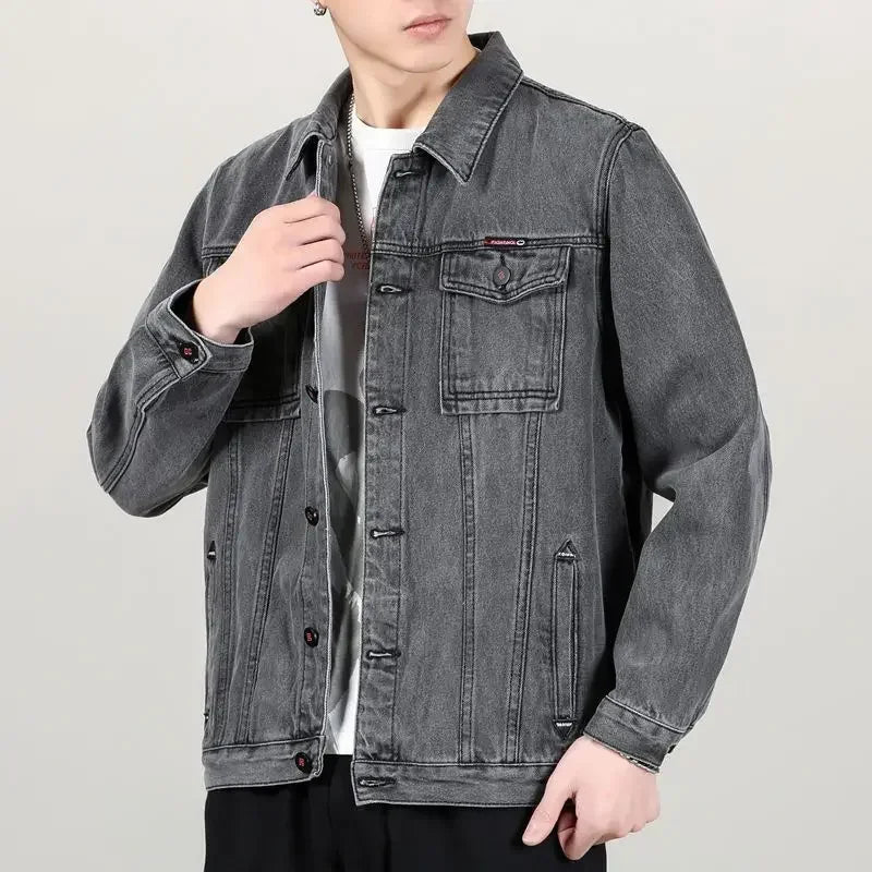 Denim Jackets Man Cargo Jeans Coat for Men Japanese Gray Overcoat Winter 2024 Lxury High Quality Cheap Price Stylish on Board G