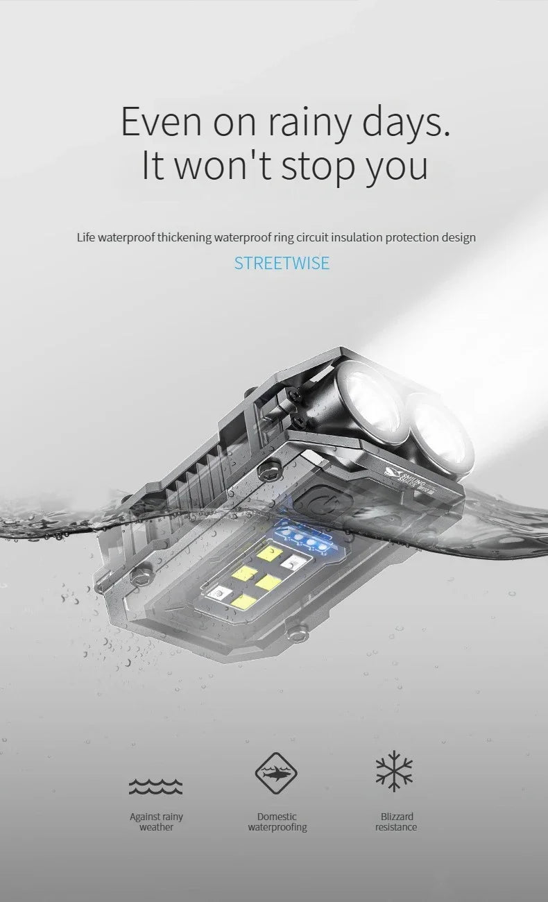 Rechargeable LED+COB Mini Multifunctional Flashlight Portable Outdoor Camping Emergency Keychain Light