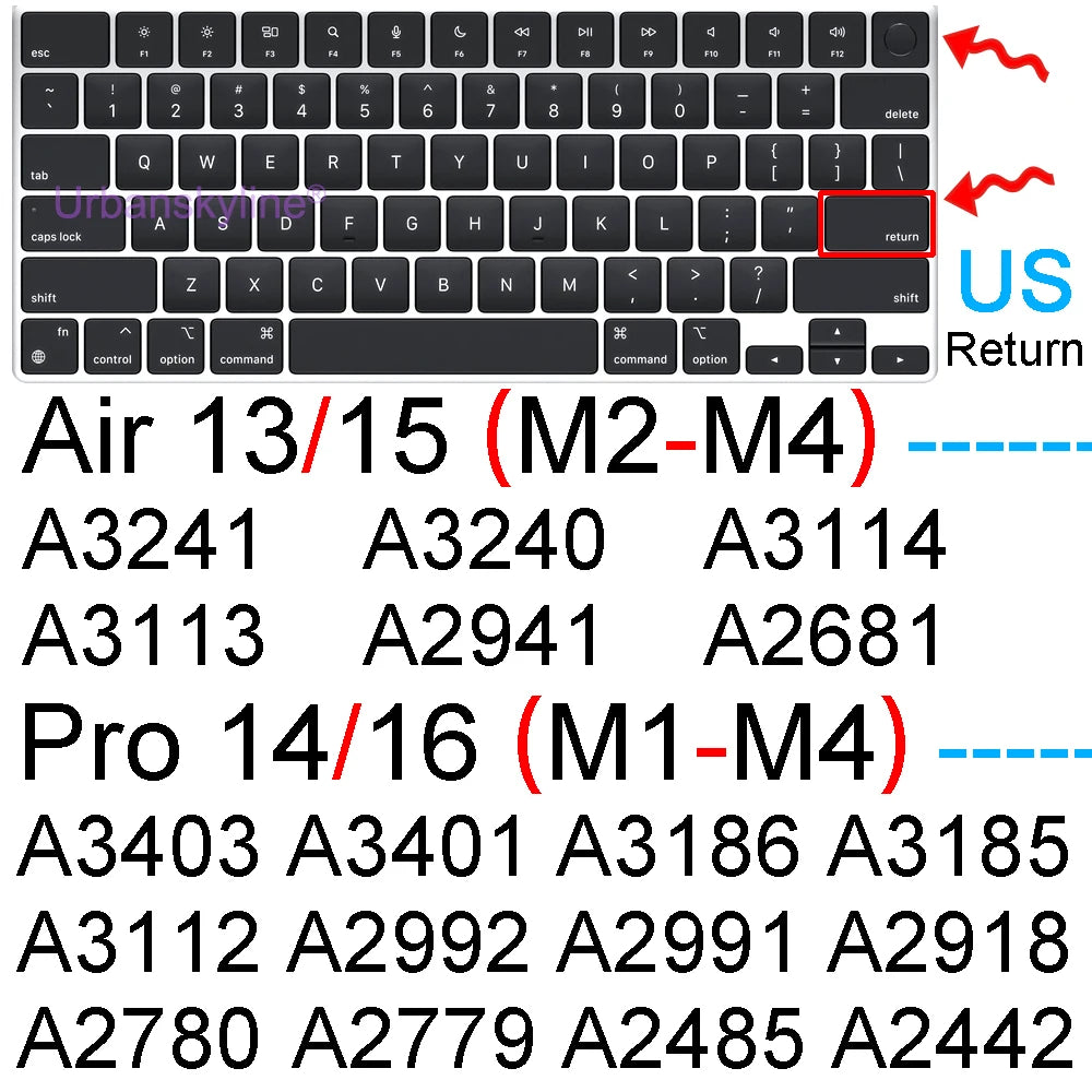 Keyboard Cover for Macbook Air 13 M3 15 Pro 14 M4 13 M2 16 Retina 11 Silicone Protector Skin Case A3113 A3114 A2681 A3401 A3185