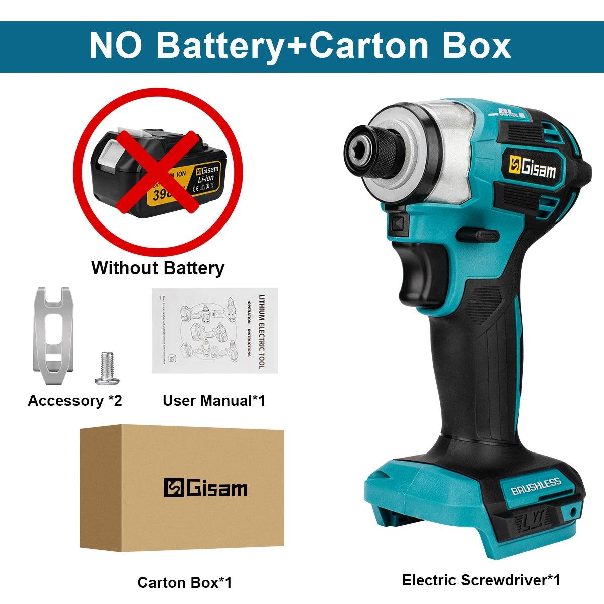 688N.m 8-Speed 1/4'' Brushless Electric Screwdriver Cordless Screwdriver Electric Drill Impact Driver Kit for Makita 18V Battery