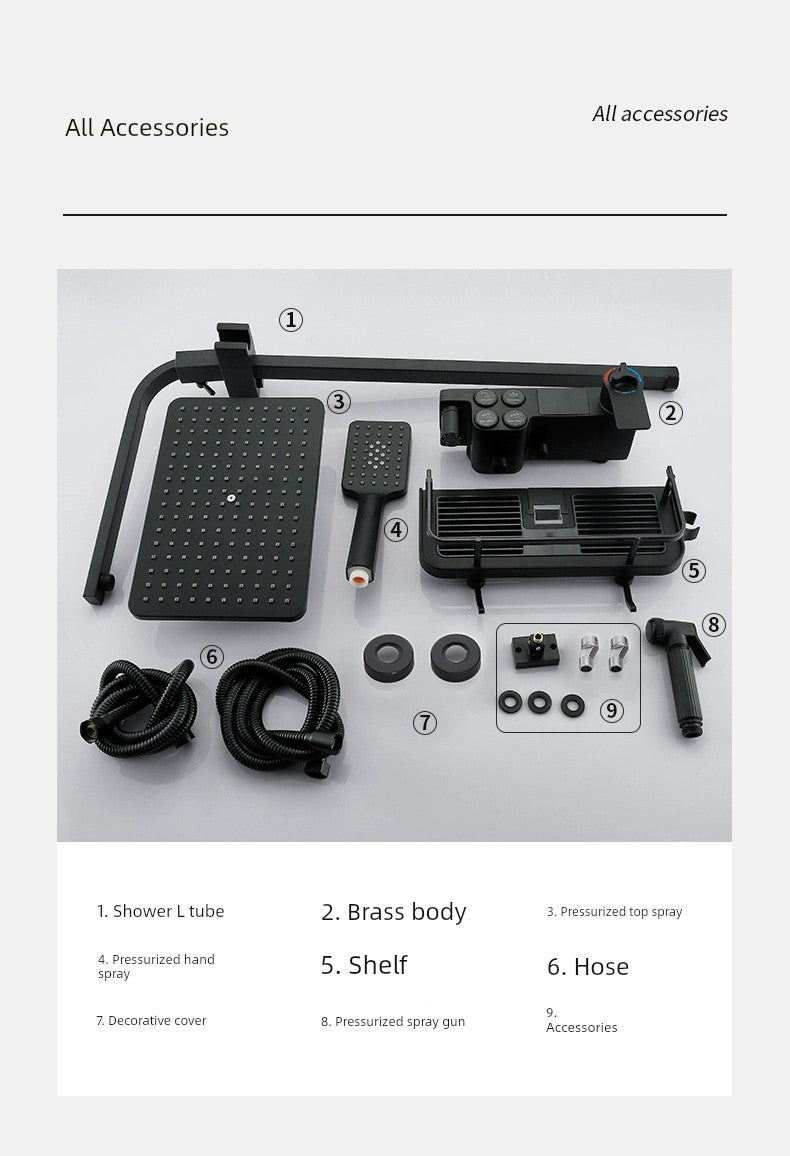 Copper Constant Temperature Black For Home Supercharged Shower Head