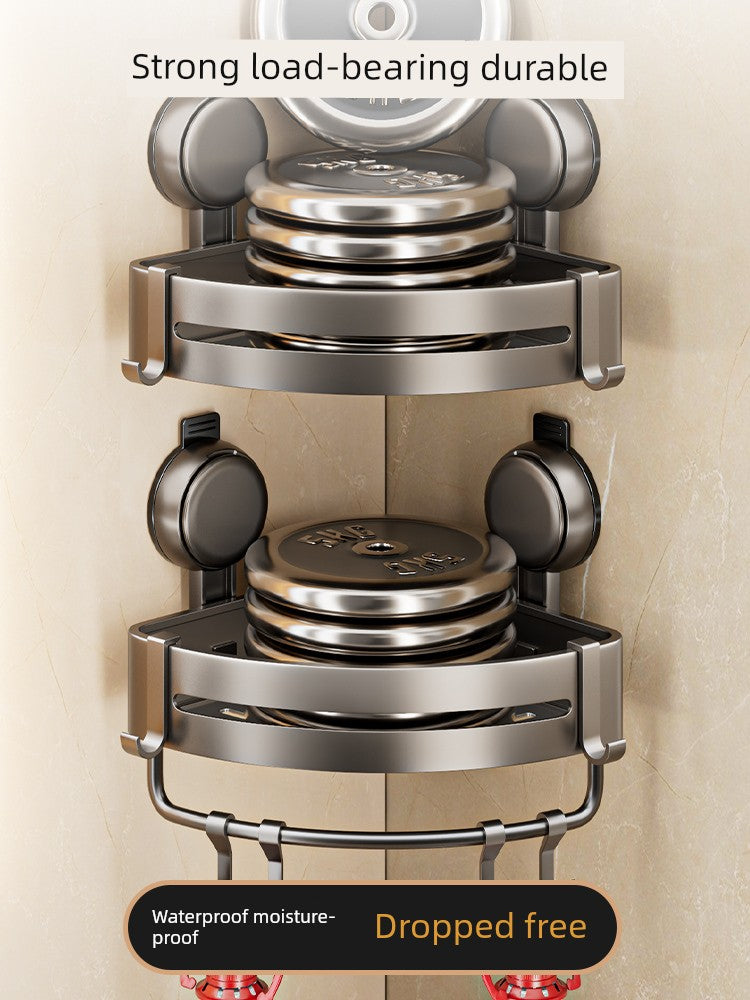 Wall-Mounted Wash Basin Toilet Triangle Basket Shelf Suction Cup