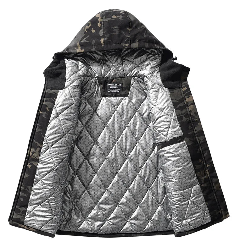Men Heating Tactical Jacket Autumn Winter Warm Hooded Cotton Coat Camouflage Padded Clothes Outdoor Thermal Hiking Sports Jacket