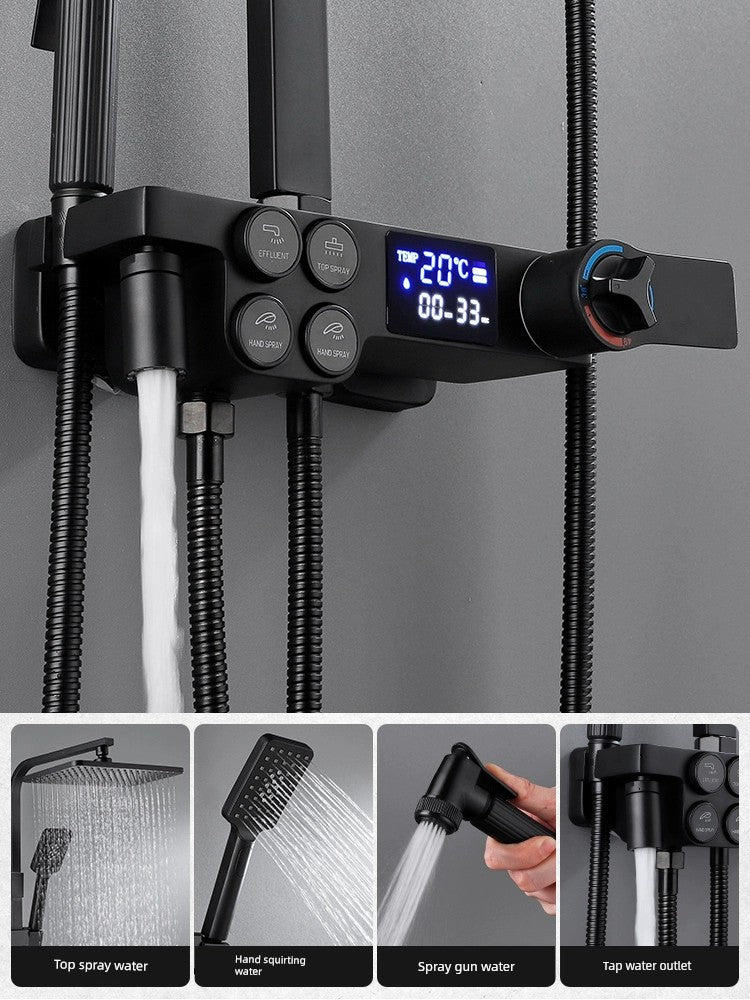 Copper Constant Temperature Black For Home Supercharged Shower Head