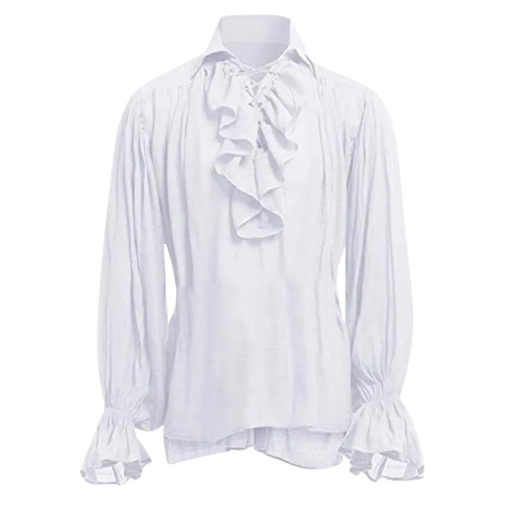 Medieval Vampire Cosplay Costume Steampunk Jacket Vest Coat Victorian Ghost Gothic Blazer Suits Stand Collar Trench Men's Shirt