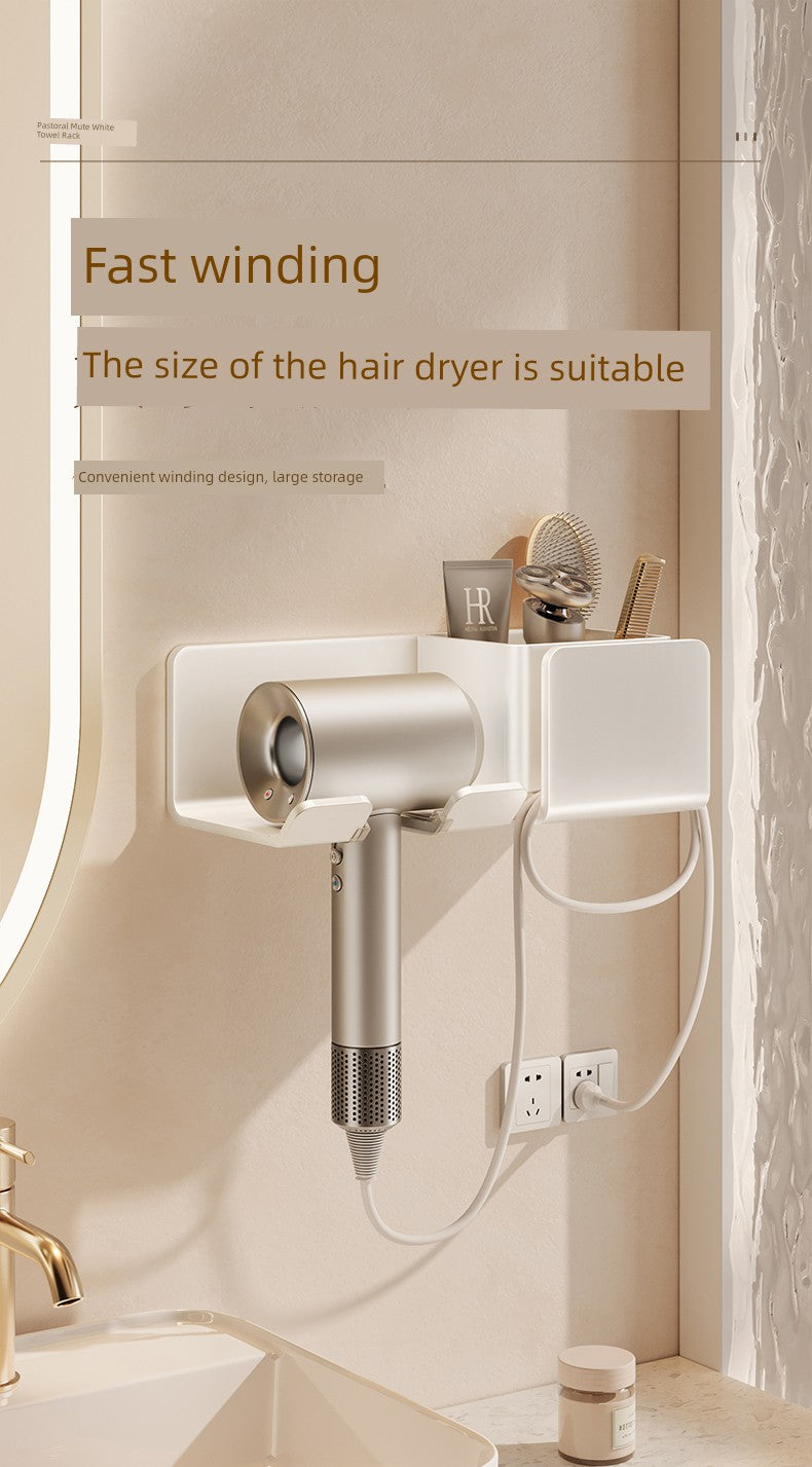 White Bathroom Wall-Mounted Toilet Towel Rack