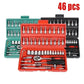 46/53pcs Drive Socket Set 1/4 inch Ratchet Wrench Set with Sockets Metric Hex Bit Socket Set Mechanic Tool Kits for Auto Repair