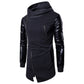 2025 Patchwork Leather Sleeve Fashion Black Tops Men Jacket Coat Spring Autumn Sweatshirt Slim Fit Pullover Tracksuits Masculino