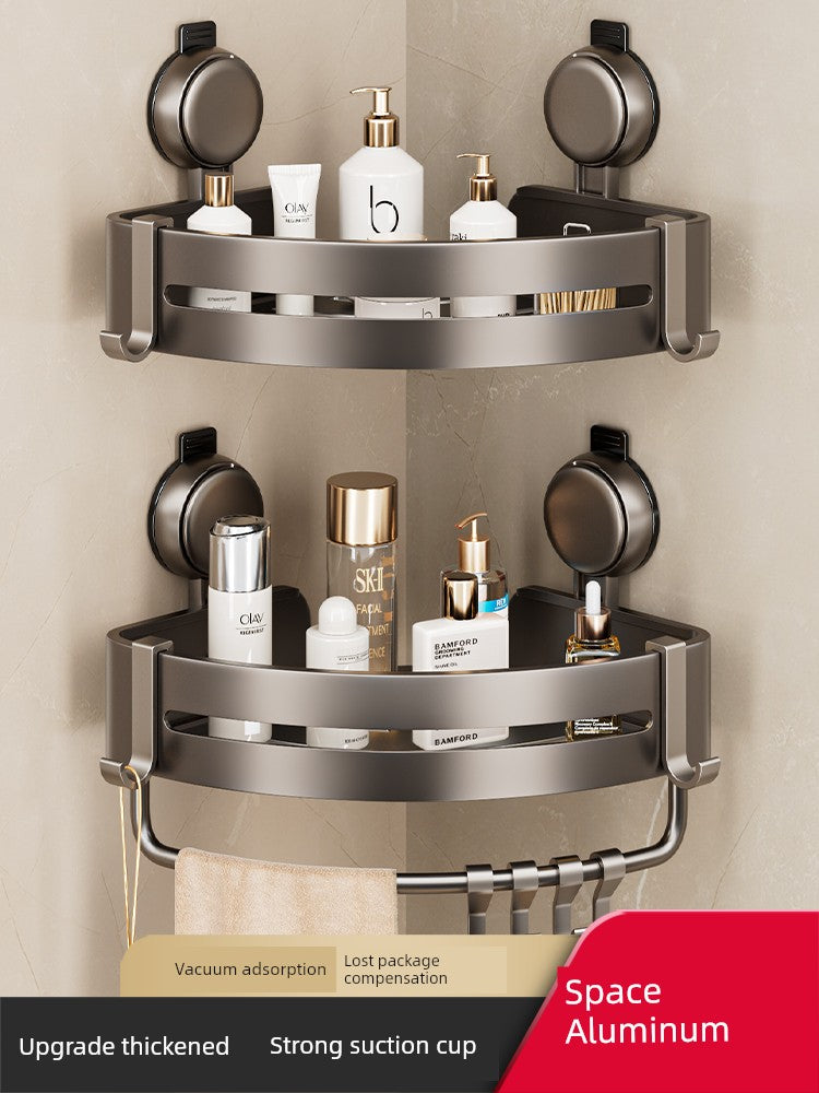 Wall-Mounted Wash Basin Toilet Triangle Basket Shelf Suction Cup