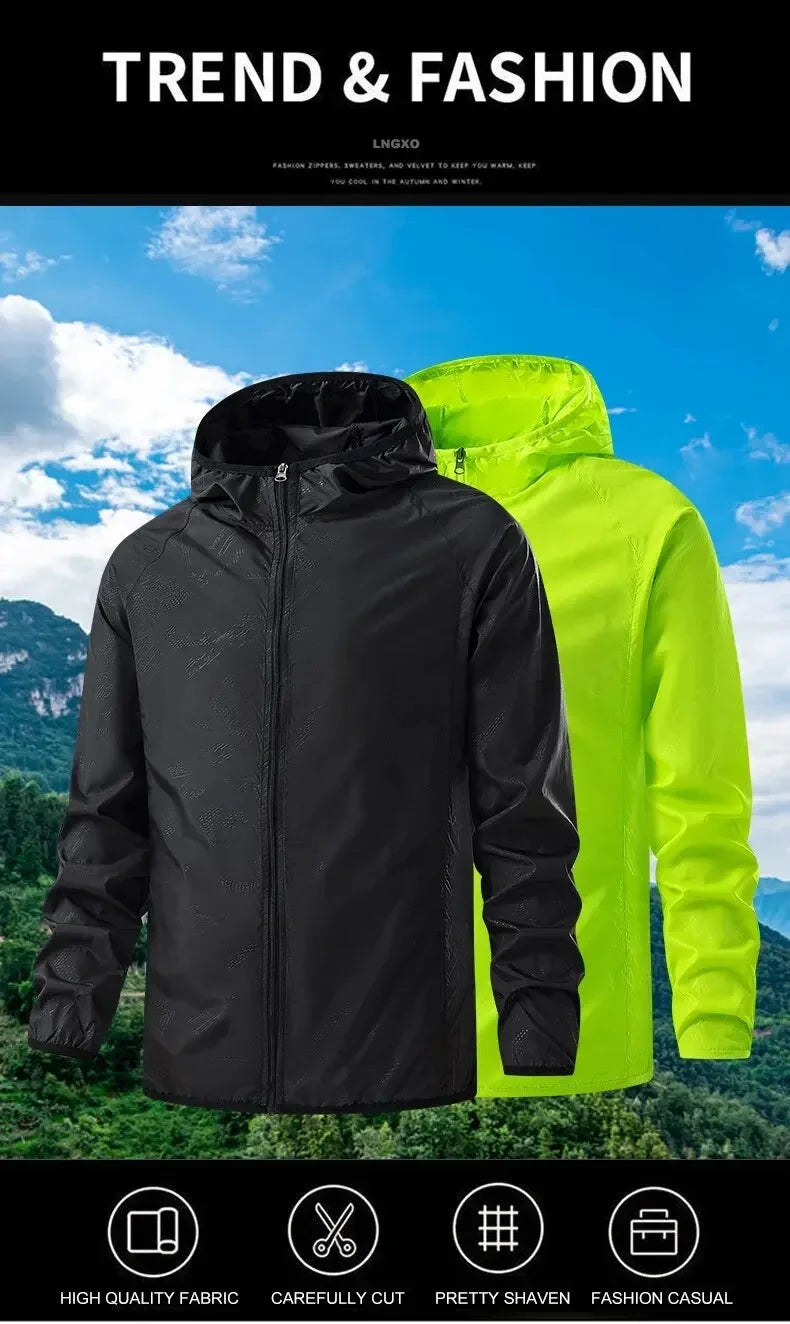 Men Women Hiking Jackets Waterproof Sun Protection Windbreaker Camping Climbing Outdoor Rain Coat Unisex Portable Clothes