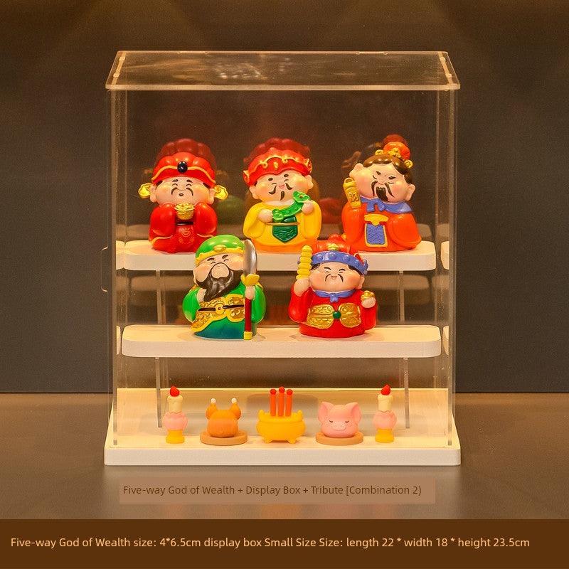 Five-Way God of Wealth All-Way Fairy Home Bookcase Entrance Decoration Decoration Household Full Set Display Stand Gift Decoration