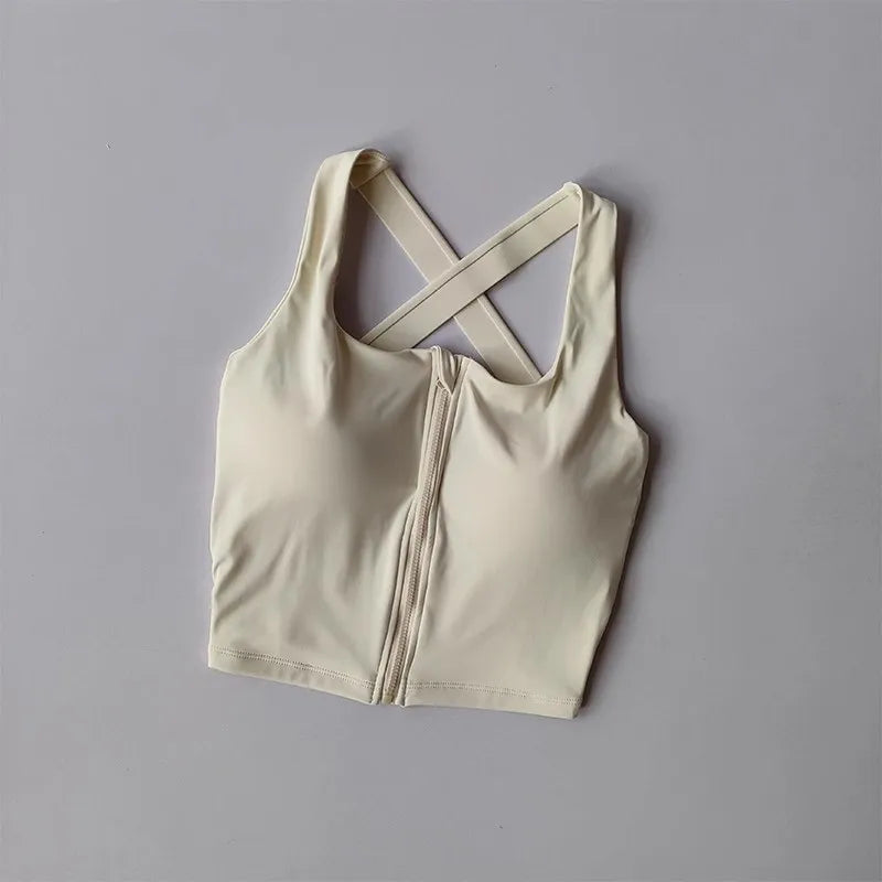 Women Fitness Underwear Yoga Bras cross Back Beauty Sports Bras Front Zippe Top Bra Sexy Breathable Underwear For Women Gym Top