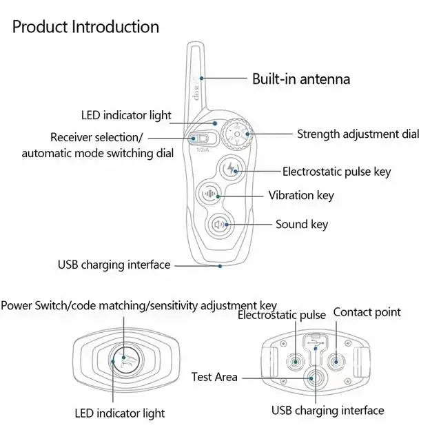 Electric Pet Training Collar, Remote Control, Anti Bark Vibration Collars Dog Sound, for Dogs, Waterproof, Rechargeable, Colar