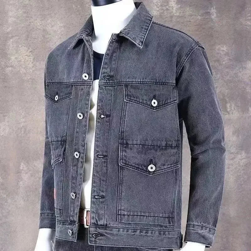Denim Jackets Man Cargo Jeans Coat for Men Japanese Gray Overcoat Winter 2024 Lxury High Quality Cheap Price Stylish on Board G