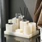 White Onyx Natural Marble Bathroom Accessories Luxury Soap Dispenser Cotton Swabs Container Reed diffuser Tray Bathroom Set