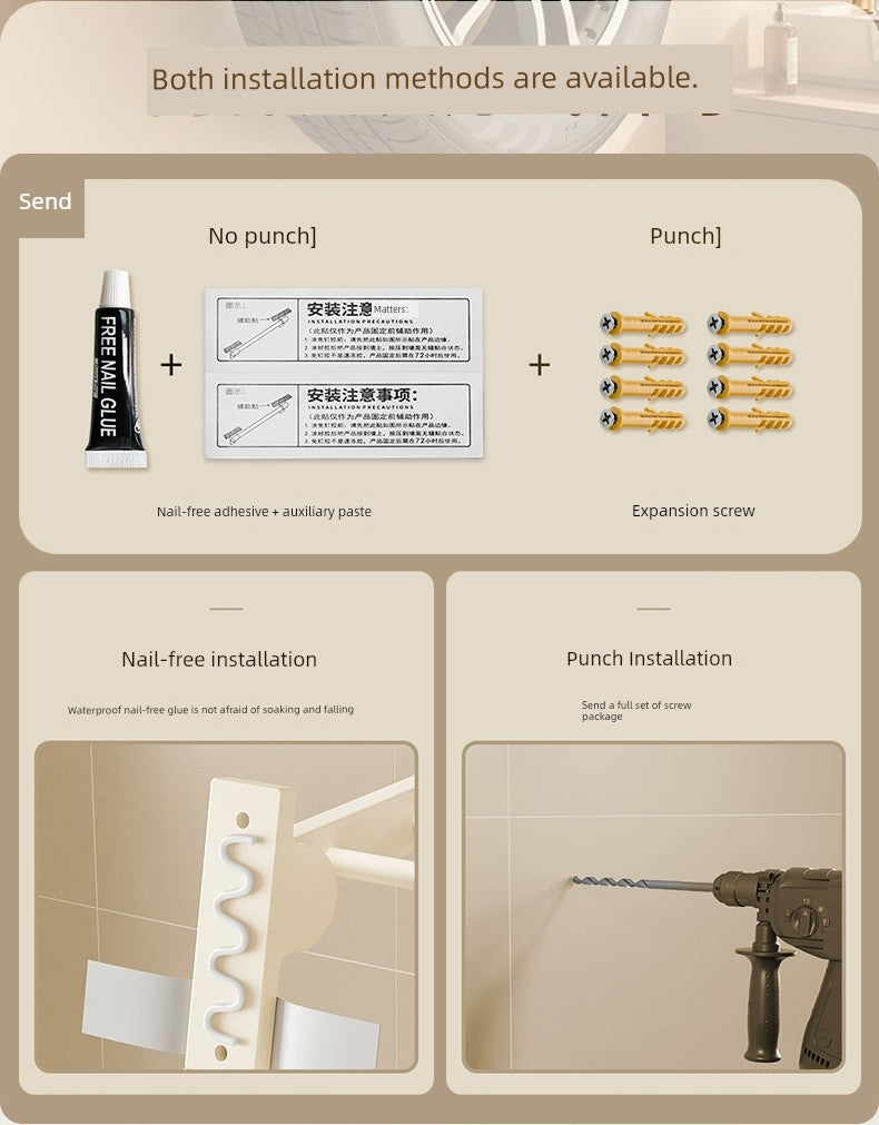 White Bathroom Wall-Mounted Toilet Towel Rack
