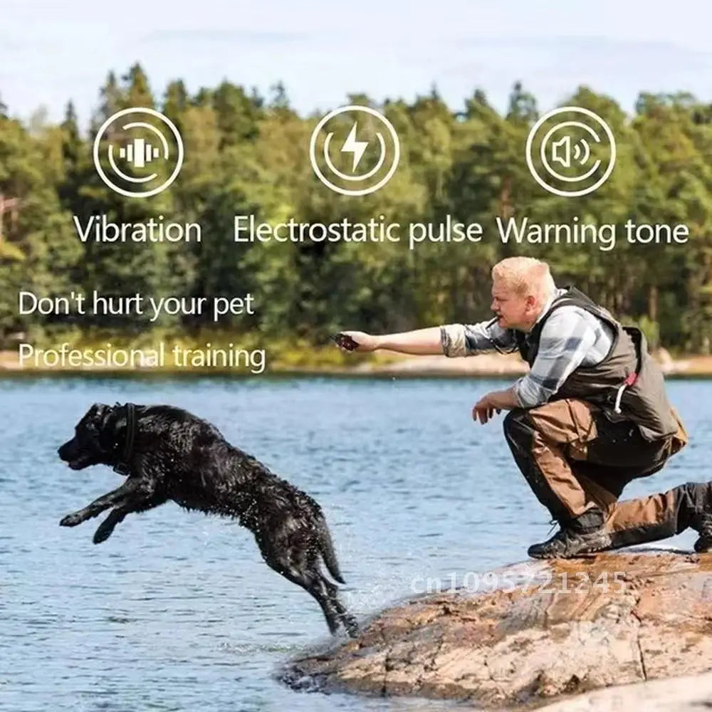 Electric Bark Training Collar, Remote Control, Anti Dog Vibration for Colar Pet Dogs, Collars Rechargeable, Waterproof, Sound,