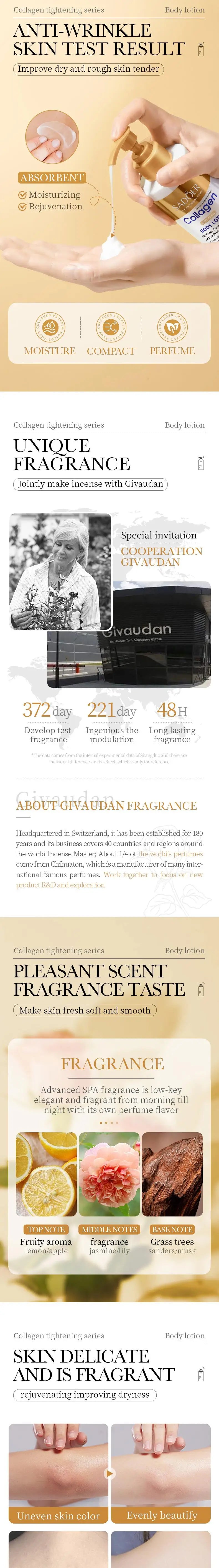 Collagen Milk Bleaching Face Body Cream Whitening Cream Skin Whitening Moisturizing Body Lotion Skin Lightening Cream Body Care