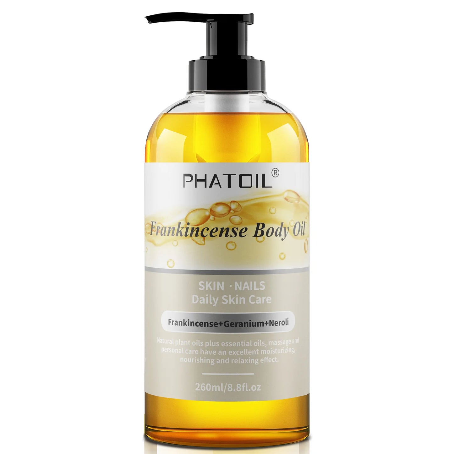 PHATOIL 260ML Vanilla Body Oil For Skin Face Care Massage Oil Repairing Smoothing Skin Care Ginger Grapefruit Essential Body Oil