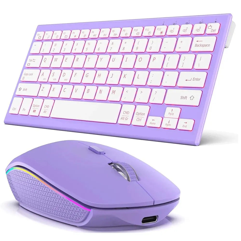 JOMAA Colors Backlit 2.4G Wireless Keyboard and Mouse Combo Rechargeable Bluetooth Keyboard for Windows Laptop