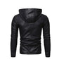 Autumn Winter Slim Fit Oversize Mens Hooded Motorcycle Leather Jacket Faux Leather Moto Biker Jacket Men Black PU Coat Male 3xl