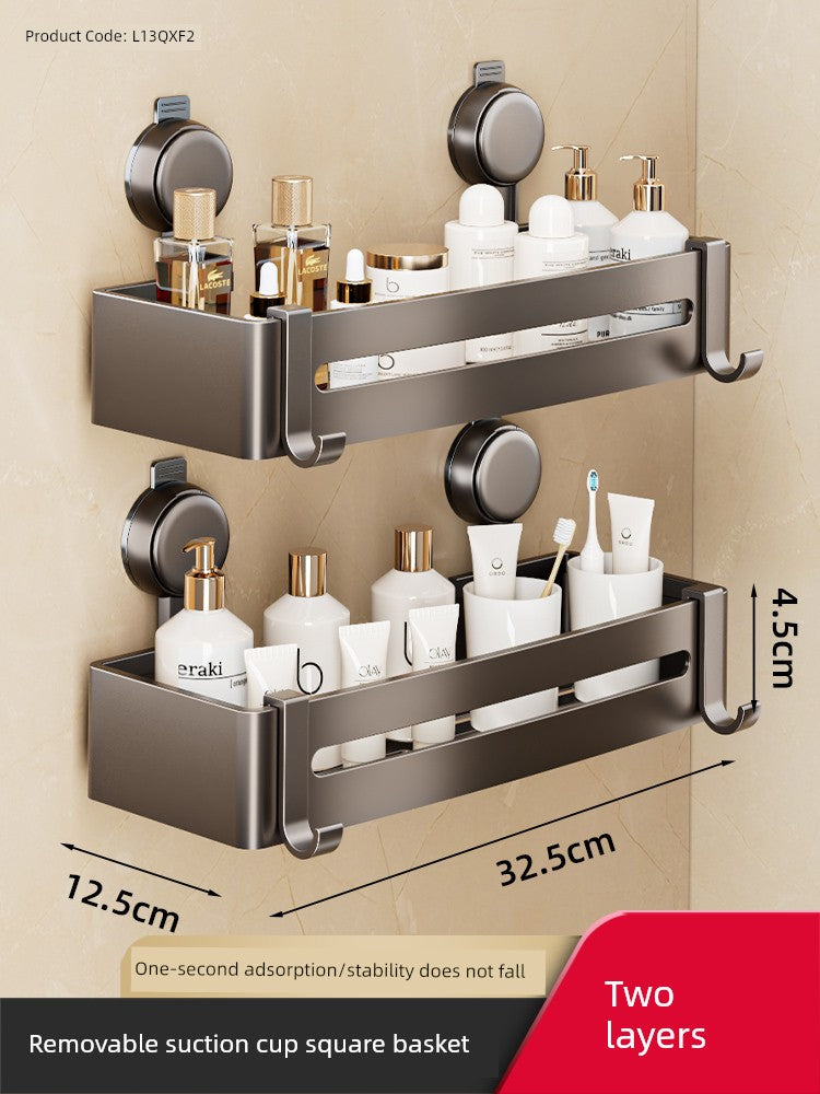 Wall-Mounted Wash Basin Toilet Triangle Basket Shelf Suction Cup