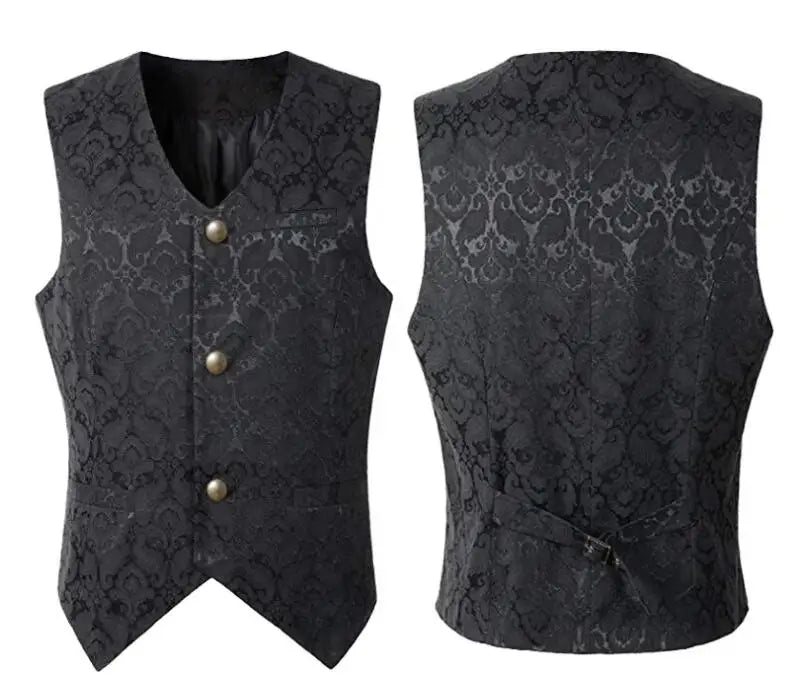 Medieval Vampire Cosplay Costume Steampunk Jacket Vest Coat Victorian Ghost Gothic Blazer Suits Stand Collar Trench Men's Shirt