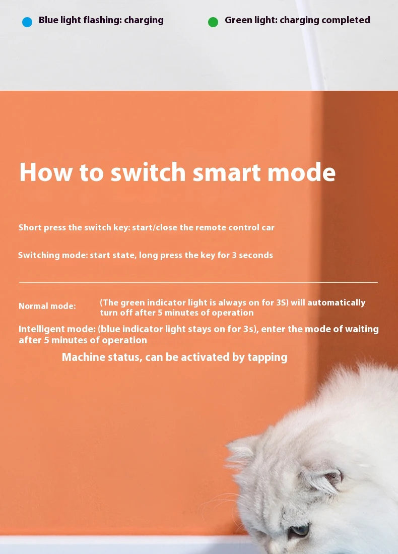 Smart Interactive Cat Toy Car Auto-Running Pet Vehicle with Obstacle Detection Durable for Indoor Cats Play