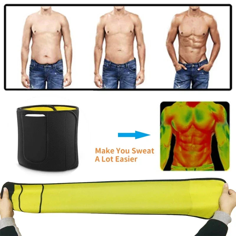 Men Waist Support Belt Waist Trainer Corset Sauna Sweat Bands Tummy Slimming Belt Fitness Gym Belly Trimmer Wrap Belts Girdles