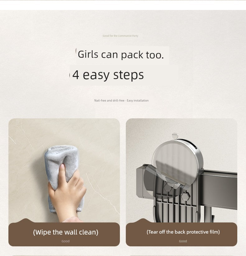 Retractable Bath Towel Rack Clothes Toilet Punch-Free Suction Cup