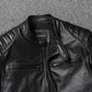 Vintage Black Brown Real Cowhide Genuine Leather Jacket Real Fur Men's Leather Jacket Bomber Men Leather Jacket Motorcycle Coat