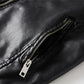 Men Fur Lined Warm Motorcycle Jacket Slim Street Fashion BLack Biker Coat Pleated Design Zipper 2024 Winter Black Leather Jacket